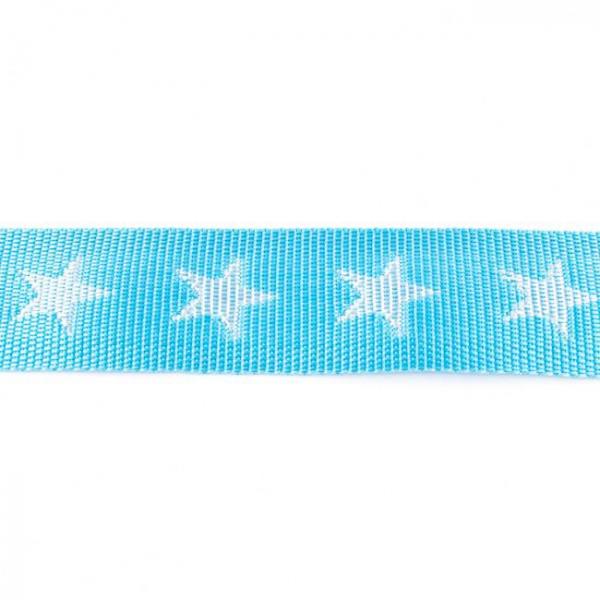 Gurtband 40 mm breit Hellblau mit Sternen